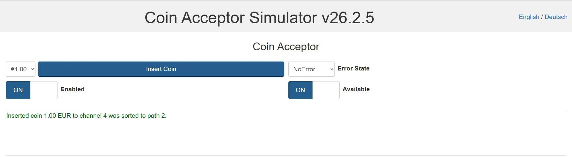Coin Acceptor Simulator