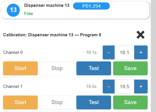 Two-Channel Detergent Dispenser Calibration