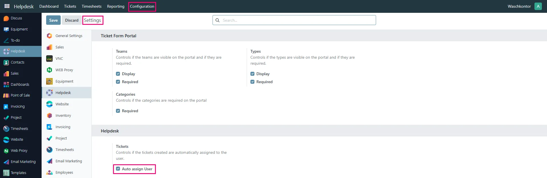 Help Desk Settings