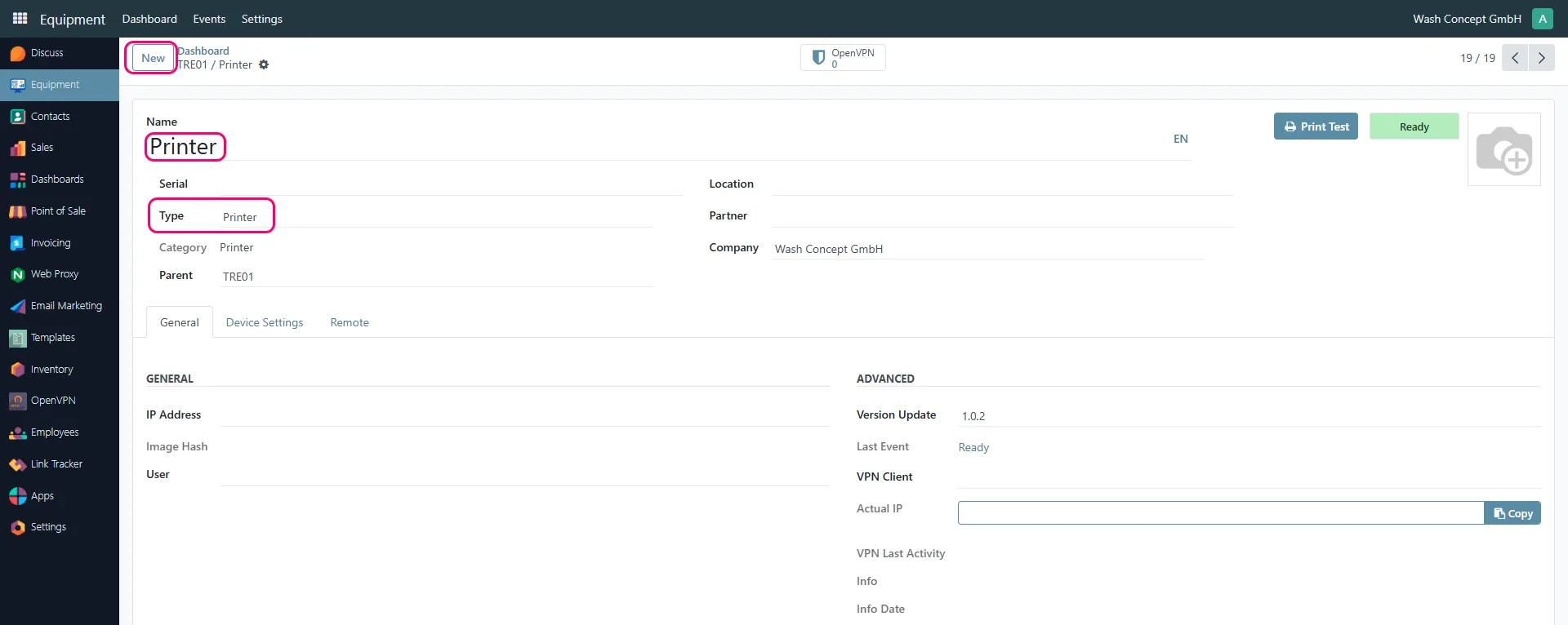 Printer Configuration Settings