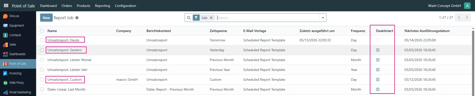 Scheduled Reports List
