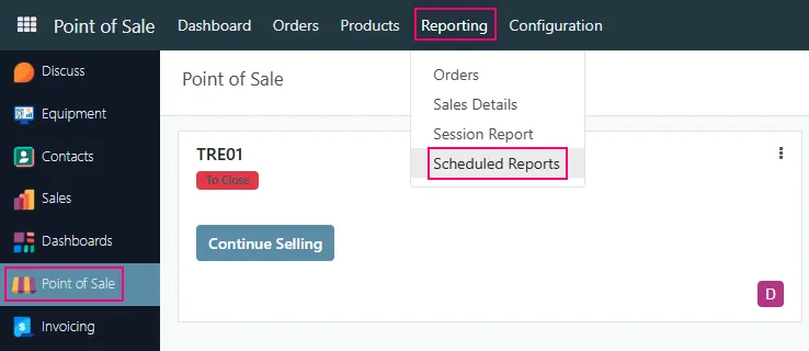 Scheduled Reports Menu