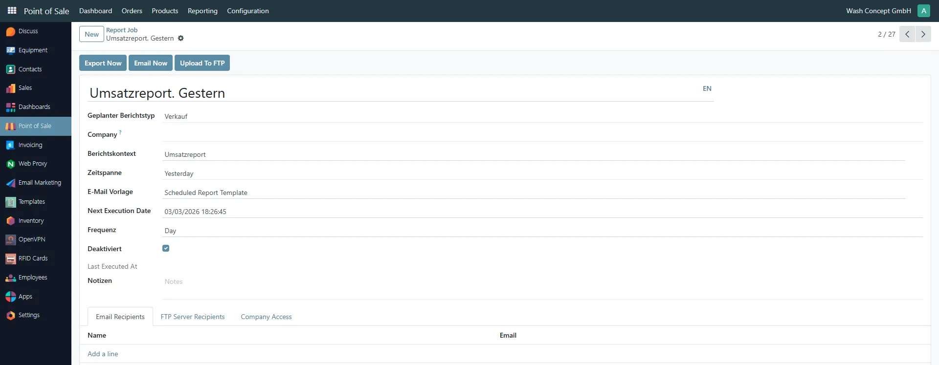 Sales Report Yesterday