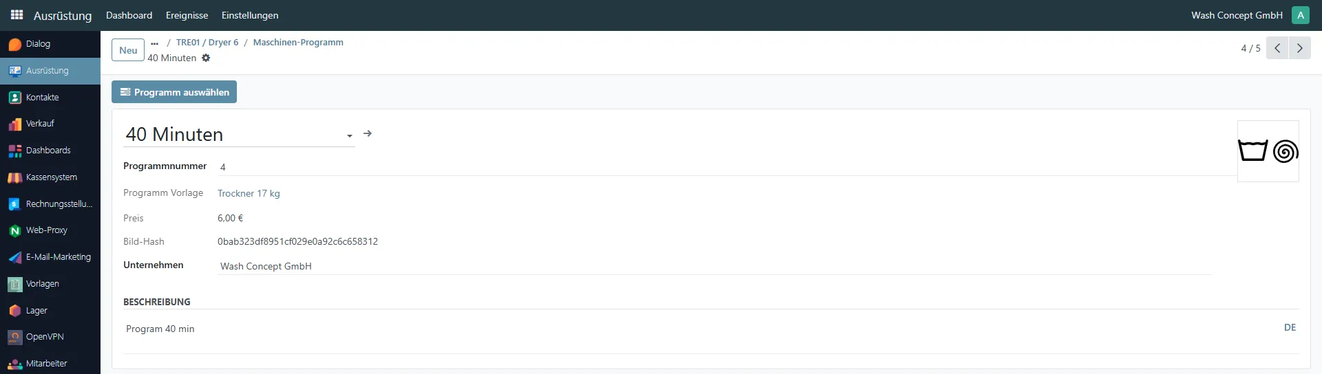 Selected Program Page