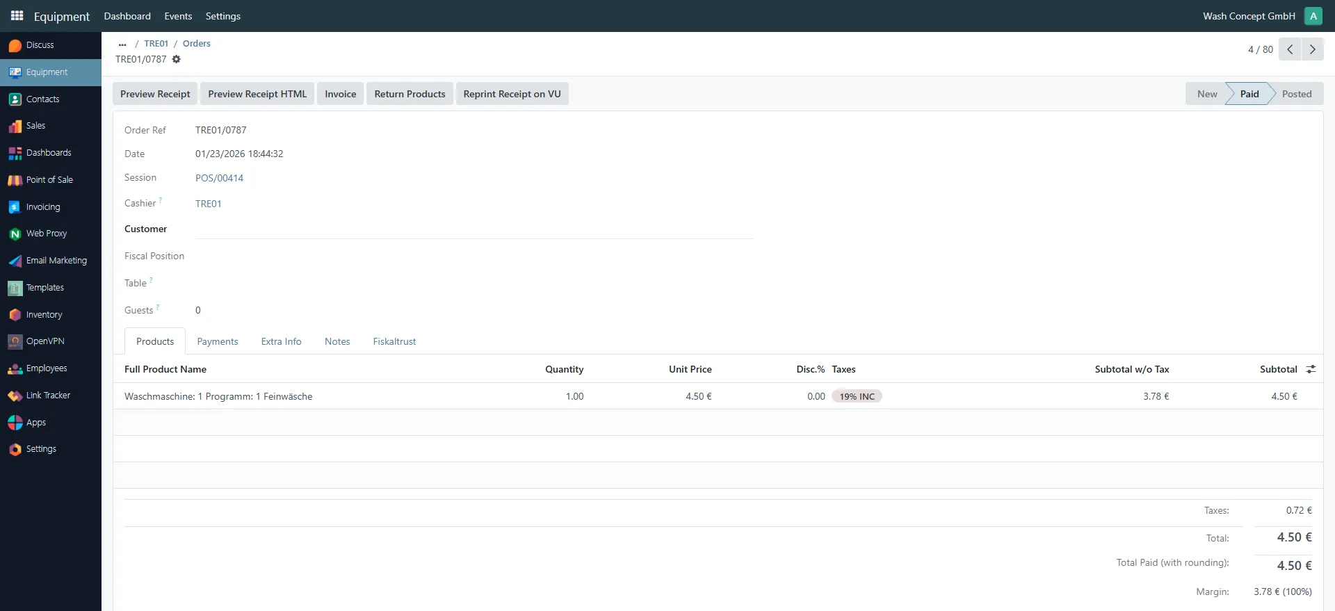 Vending Machine Sales Order Details