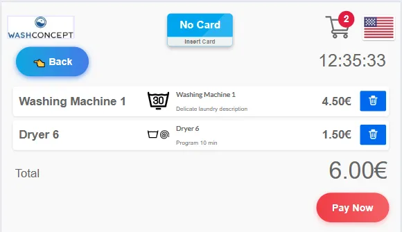 Vending Unit Simulator. Paying Order in the Cart