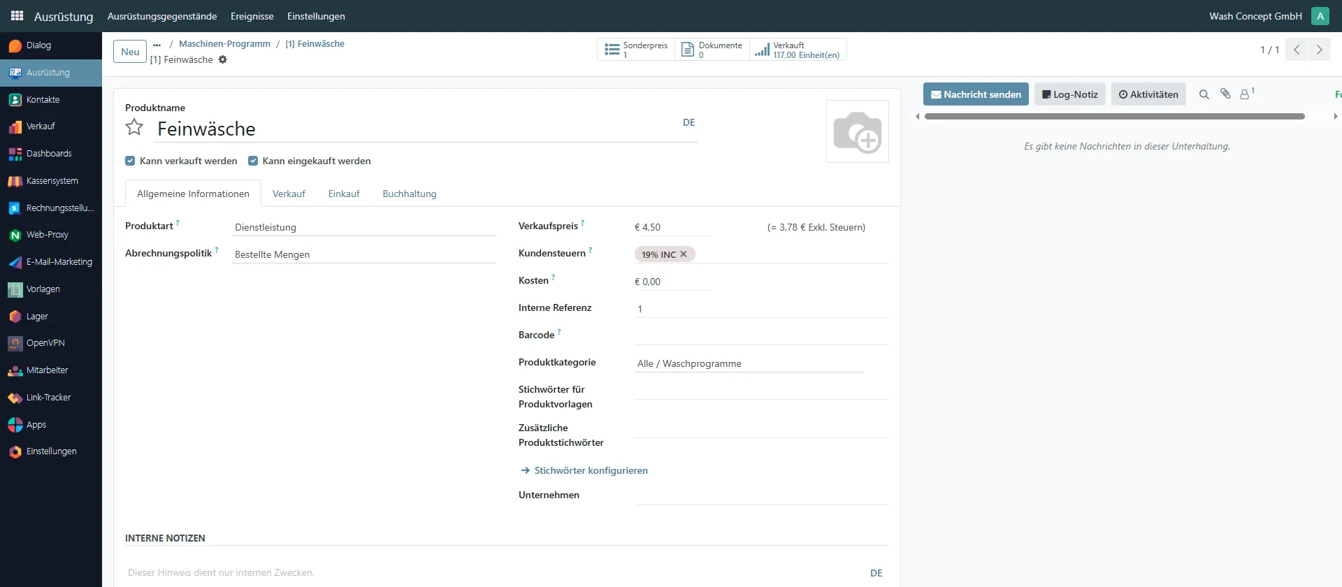 Washing Program as Product